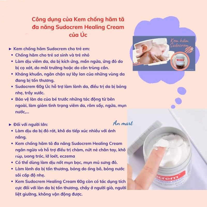 Kem hăm tã cho trẻ sơ sinh Sudocrem nội địa Anh 60g/125g Bảo vệ cái mông Sửa chữa da thịt Kích thích cách ly