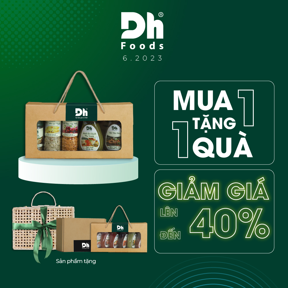 Giỏ Quà Gia Vị - Tự Tin - Combo Trọn Bộ 7 Loại Gia Vị Dh Foods - Set Combo Hộp Quà Tặng Ý Nghĩa