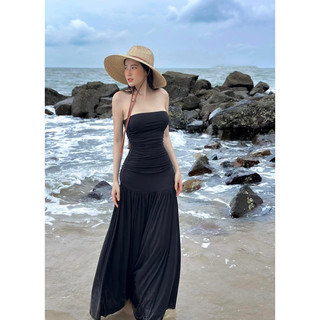 Đầm ống nhún thun lụa dáng dài