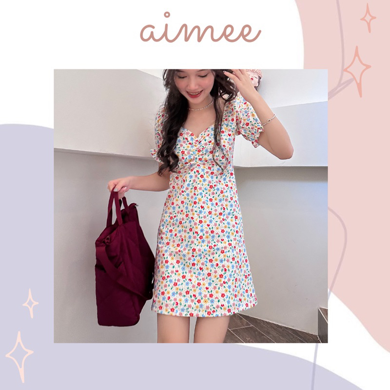 LEILA DRESS - Đầm hoa xinh xắn nhún ngực - AIMEE