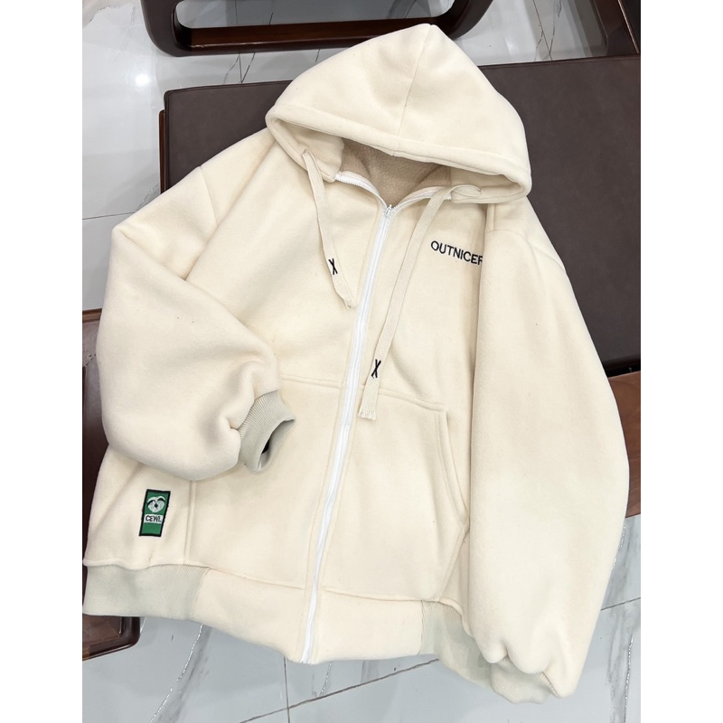Áo khoác nỉ dày OUTNICER - Áo hoodie zip khóa kéo Form rộng unisex basic dành cho nam nữ (ảnh thật)