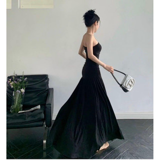 Đầm ống nhún thun lụa dáng dài