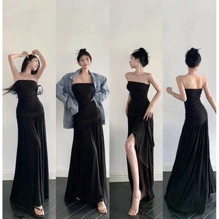 Đầm ống nhún thun lụa dáng dài