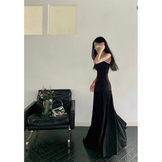 Đầm ống nhún thun lụa dáng dài