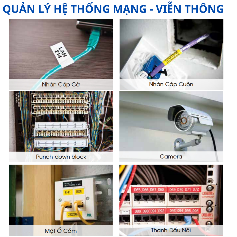 Giấy in tem nhãn - Nhãn in BZe  9mm, 12mm, 18mm, 24mm x 8m nhãn in chữ đen nền trắng, vàng, đỏ