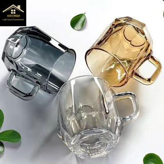 Ly thuỷ tinh Lục giác có quai - Cốc Lục giác có quai thuỷ tinh cao cấp - dày dặn - chịu nhiệt YUJING