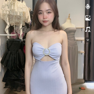 Đầm maxi khoen gân trung dáng đuôi cá có mút