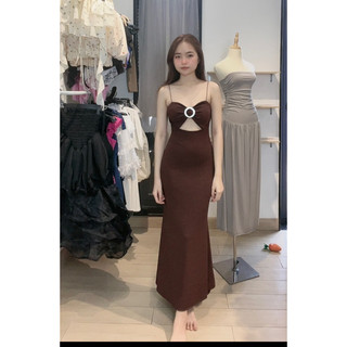 Đầm maxi khoen gân trung dáng đuôi cá có mút