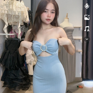 Đầm maxi khoen gân trung dáng đuôi cá có mút