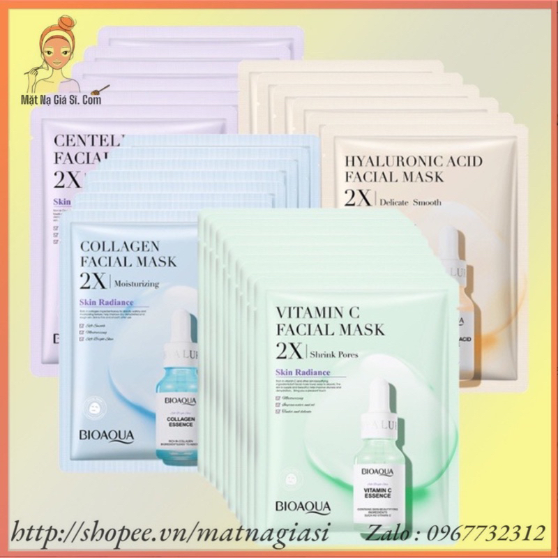 Mặt nạ giấy BIOAQUA  FACIAL MASK dưỡng chất gấp 2 lần Collagen Centella Axit Hyaluronic Vitamin C