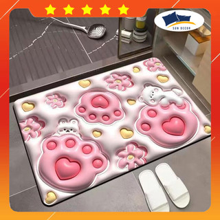 Thảm lau chân in hình 3D siêu cute mẫu hot, thảm chùi chân thấm nước 3s, kích thước 40*60cm