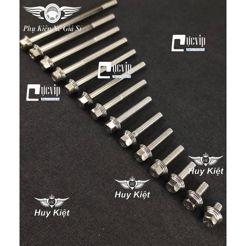 Ốc 6 Ly Salaya Kiểu THÁI Inox 304 Đẩu Vương Miện Chiều Dài Đầy Đủ Các Size (Giá 1 Ốc)