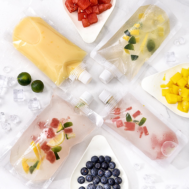 SET 50  TÚI NHỰA NẮP VẶN CỔ RỘNG 1.5CM Túi đựng trà sữa , túi có vòi, túi giá rẻ