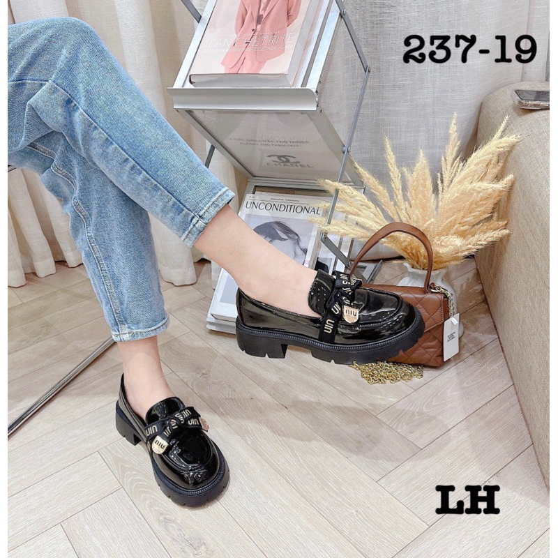 Giày lười tag nơ miu da bóng 5p fullbox mã 237-19