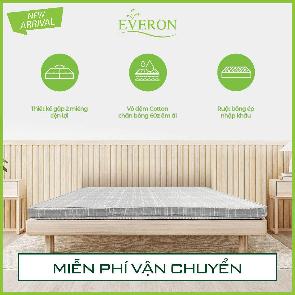 ĐỆM BÔNG ÉP EVERON - CERAMIC VIP GẤP 2 ÁO ĐỆM CHẦN BÔNG - HÀNG CHÍNH HÃNG