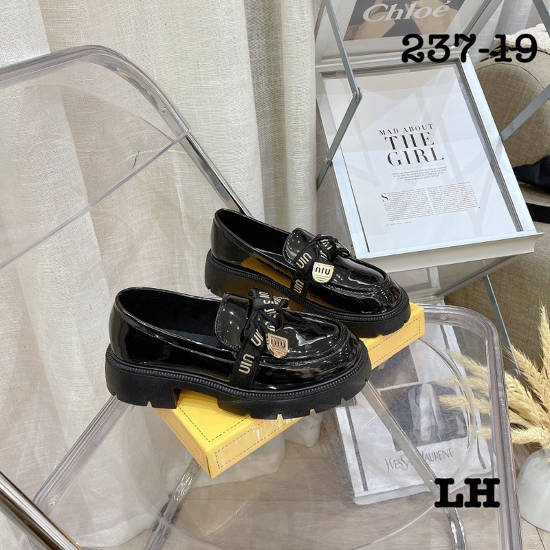Giày lười tag nơ miu da bóng 5p fullbox mã 237-19