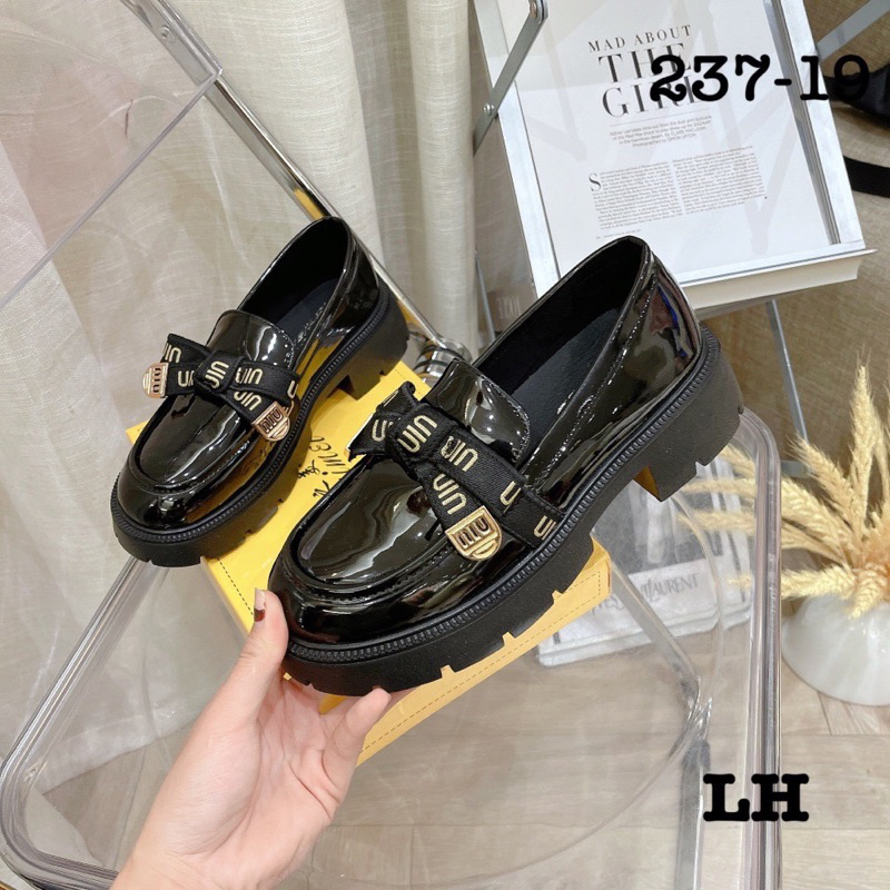 Giày lười tag nơ miu da bóng 5p fullbox mã 237-19