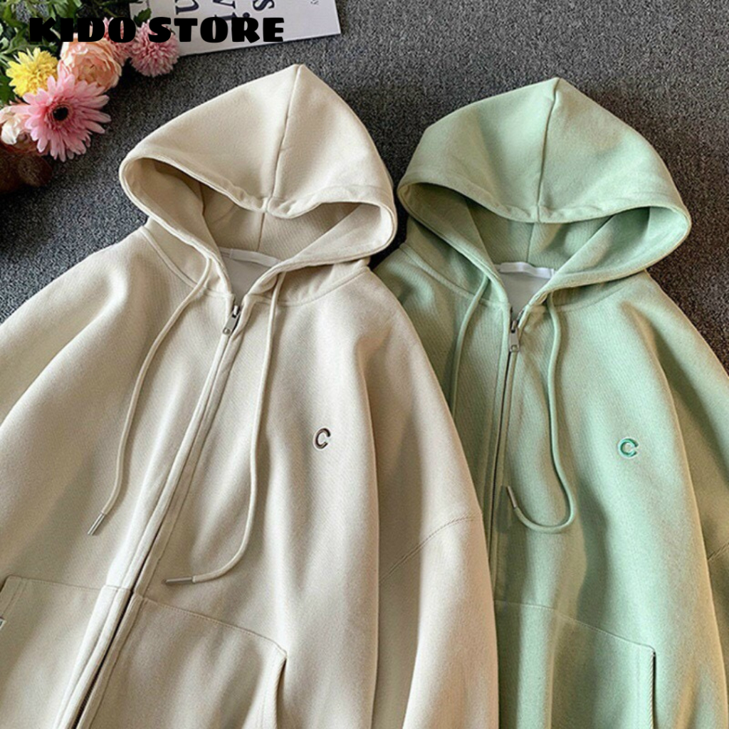Áo khoác hoodie có mũ nón nam nữ vải nỉ bông dày dặn kéo khóa màu sắc xinh đẹp KDJK65 | BigBuy360 - bigbuy360.vn
