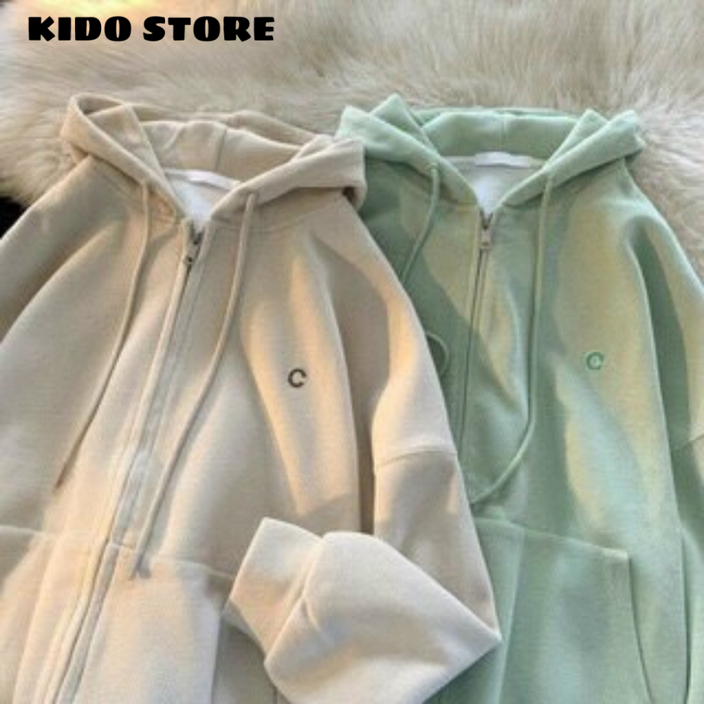 Áo khoác hoodie có mũ nón nam nữ vải nỉ bông dày dặn kéo khóa màu sắc xinh đẹp KDJK65 | BigBuy360 - bigbuy360.vn