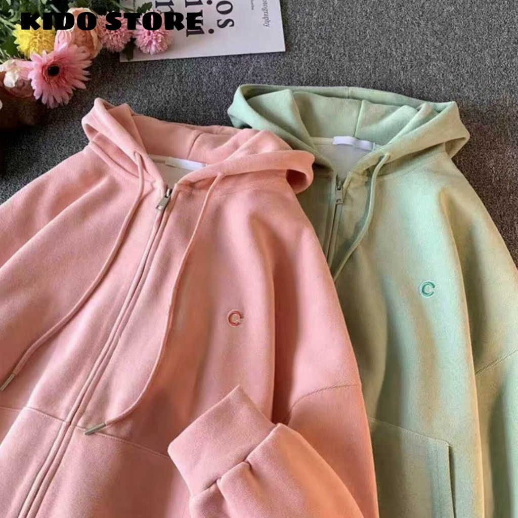 Áo khoác hoodie có mũ nón nam nữ vải nỉ bông dày dặn kéo khóa màu sắc xinh đẹp KDJK65 | BigBuy360 - bigbuy360.vn