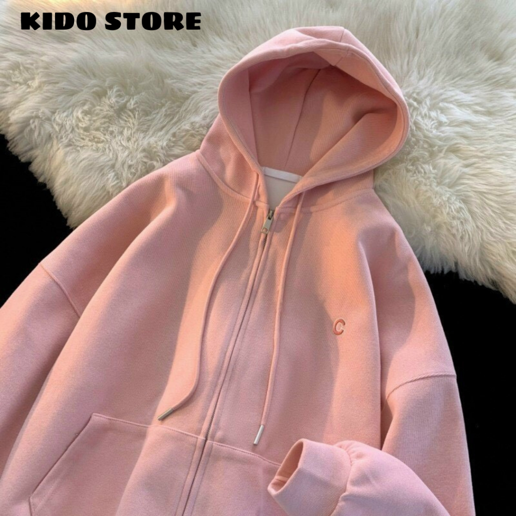Áo khoác hoodie có mũ nón nam nữ vải nỉ bông dày dặn kéo khóa màu sắc xinh đẹp KDJK65 | BigBuy360 - bigbuy360.vn