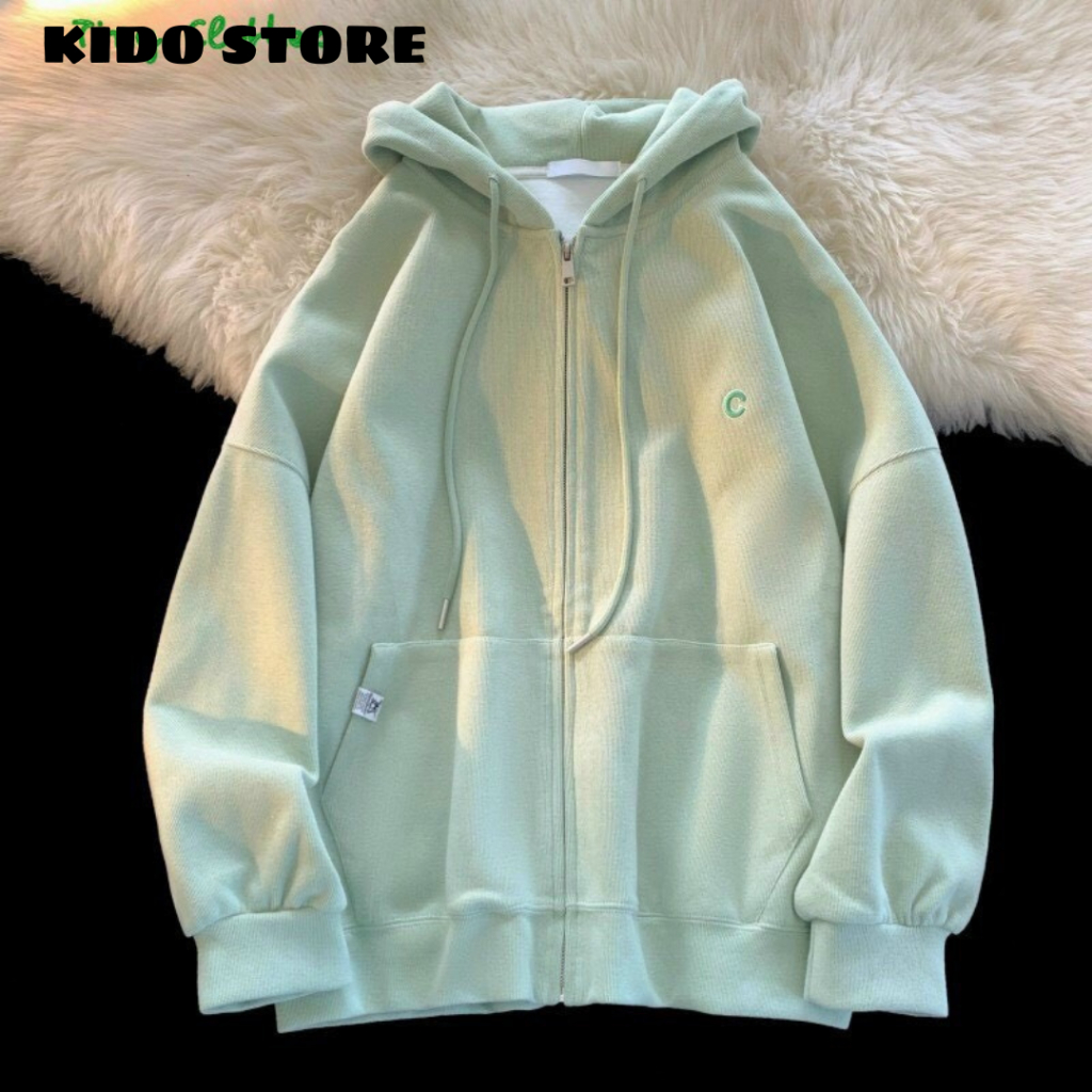 Áo khoác hoodie có mũ nón nam nữ vải nỉ bông dày dặn kéo khóa màu sắc xinh đẹp KDJK65 | BigBuy360 - bigbuy360.vn