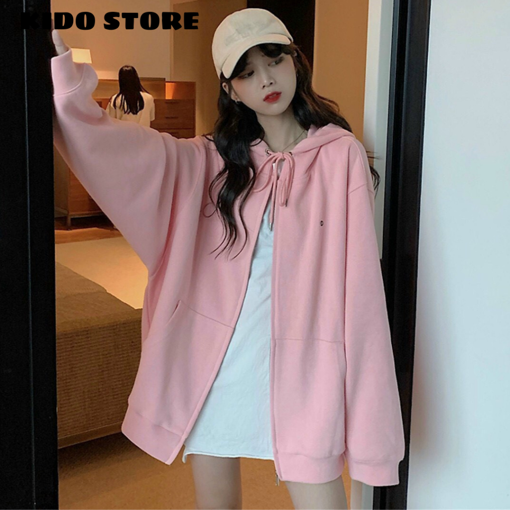 Áo khoác hoodie có mũ nón nam nữ vải nỉ bông dày dặn kéo khóa màu sắc xinh đẹp KDJK65 | BigBuy360 - bigbuy360.vn