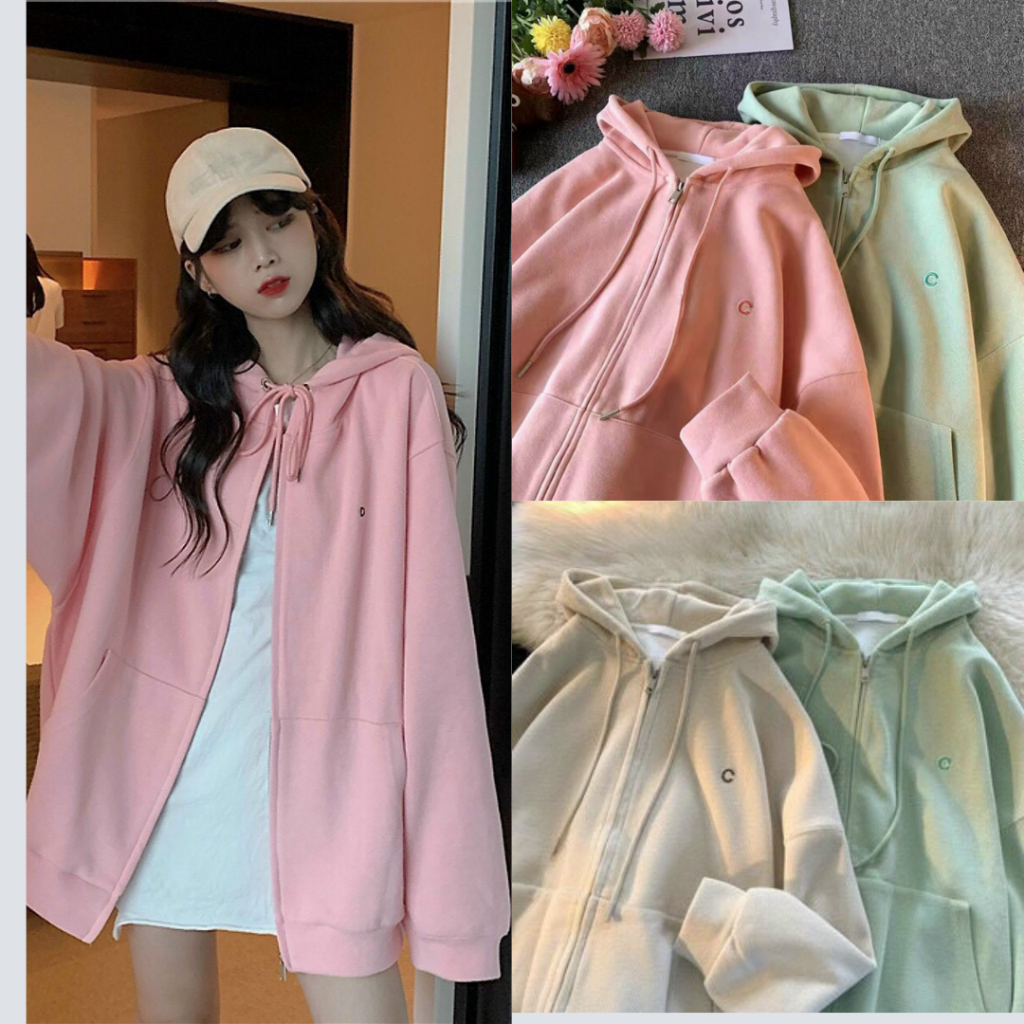 Áo khoác hoodie có mũ nón nam nữ vải nỉ bông dày dặn kéo khóa màu sắc xinh đẹp KDJK65 | BigBuy360 - bigbuy360.vn