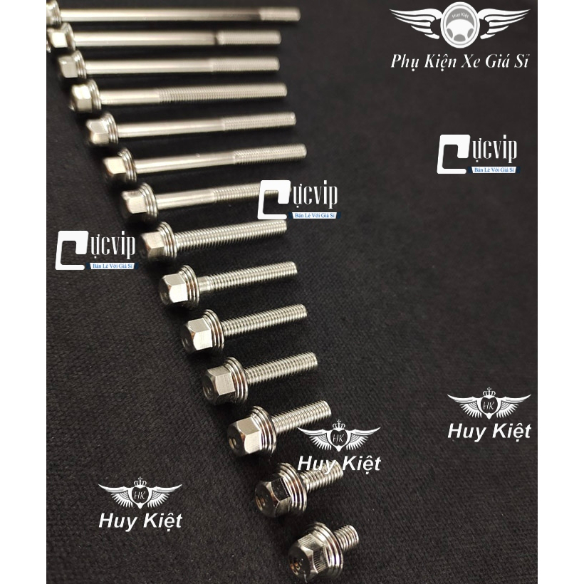 Ốc 6 Ly Salaya Kiểu THÁI Inox 304 Đẩu Vương Miện Chiều Dài Đầy Đủ Các Size (Giá 1 Ốc)