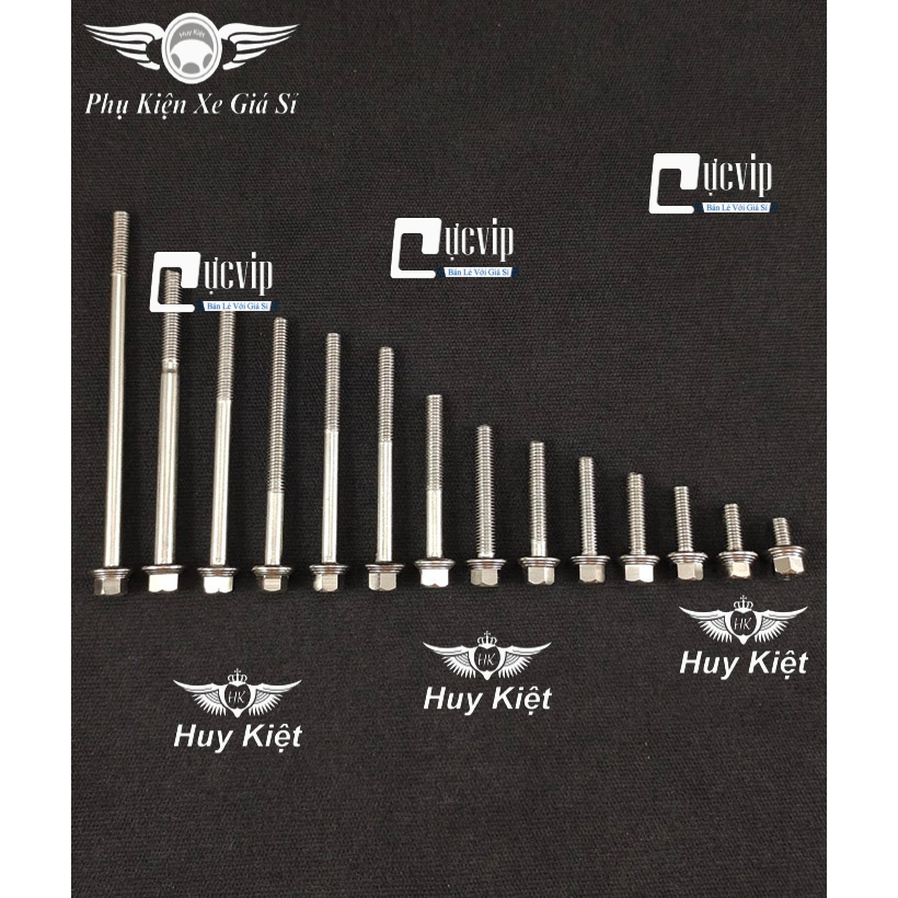 Ốc 6 Ly Salaya Kiểu THÁI Inox 304 Đẩu Vương Miện Chiều Dài Đầy Đủ Các Size (Giá 1 Ốc)