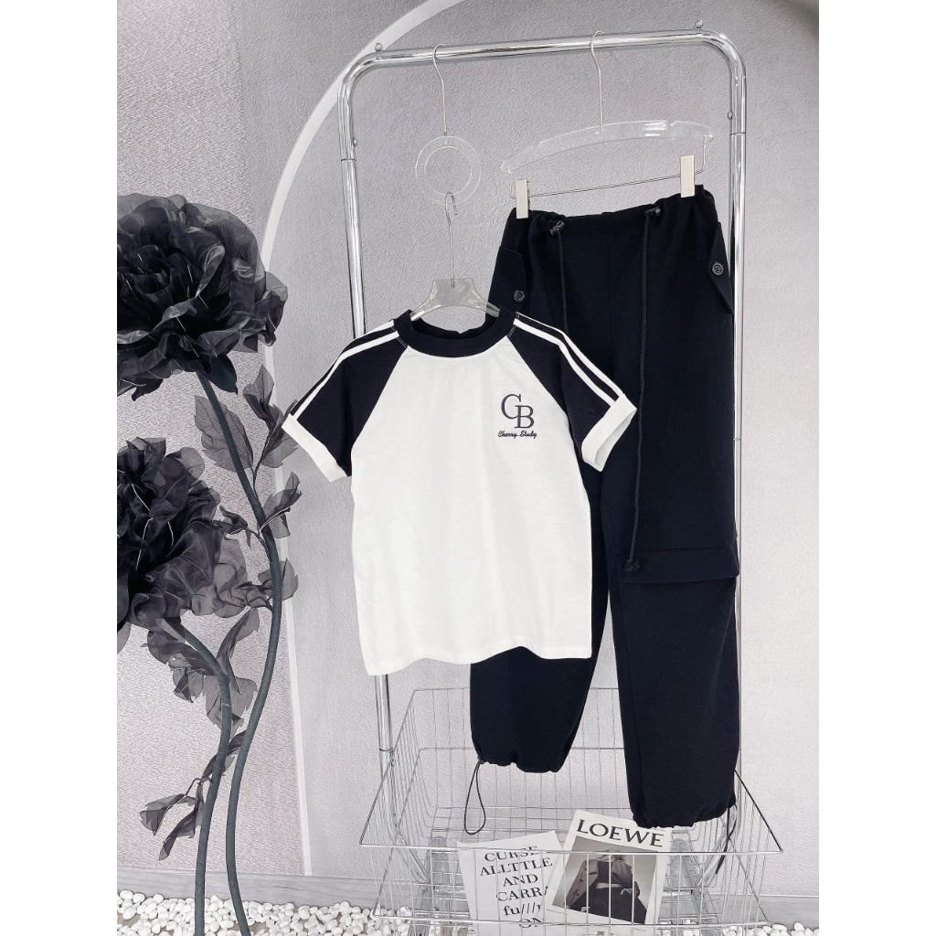 SET ÁO RAGLAN THÊU CHỮ + QUẦN RÚT LAI ĐEN