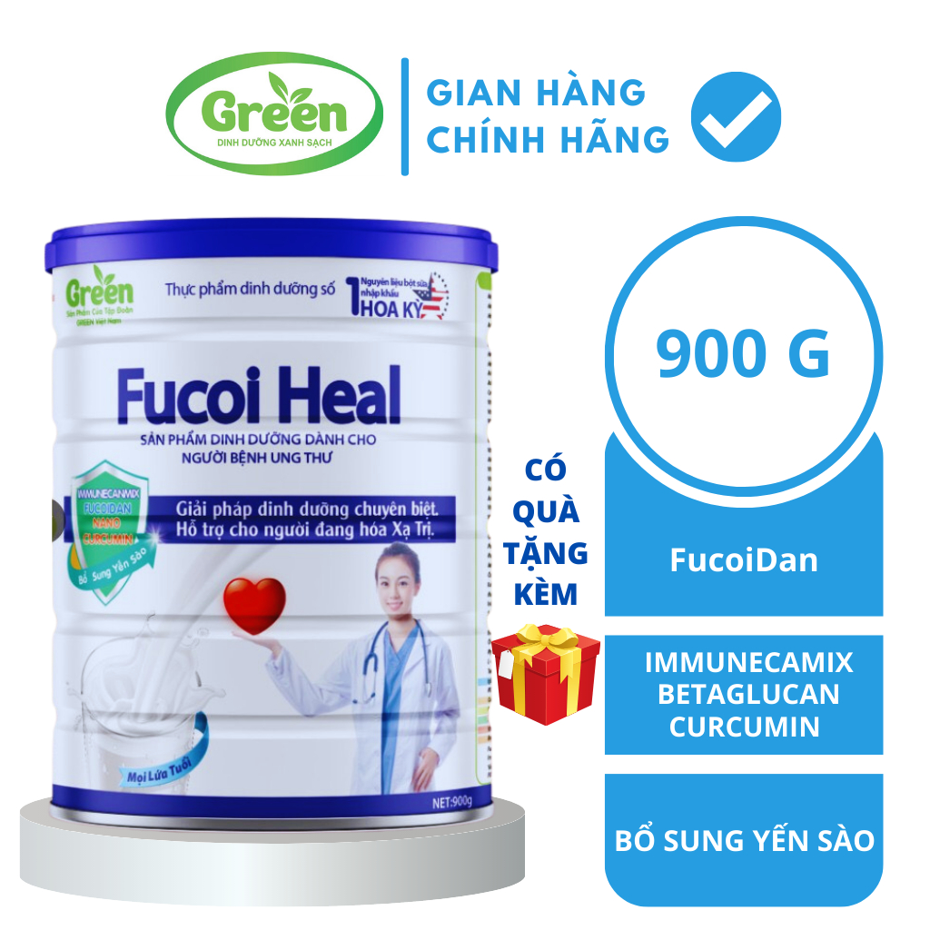 Sữa ung thư Fucoi Heal Green Milk 900g Date 2025 hỗ trợ người đang hóa, xạ trị