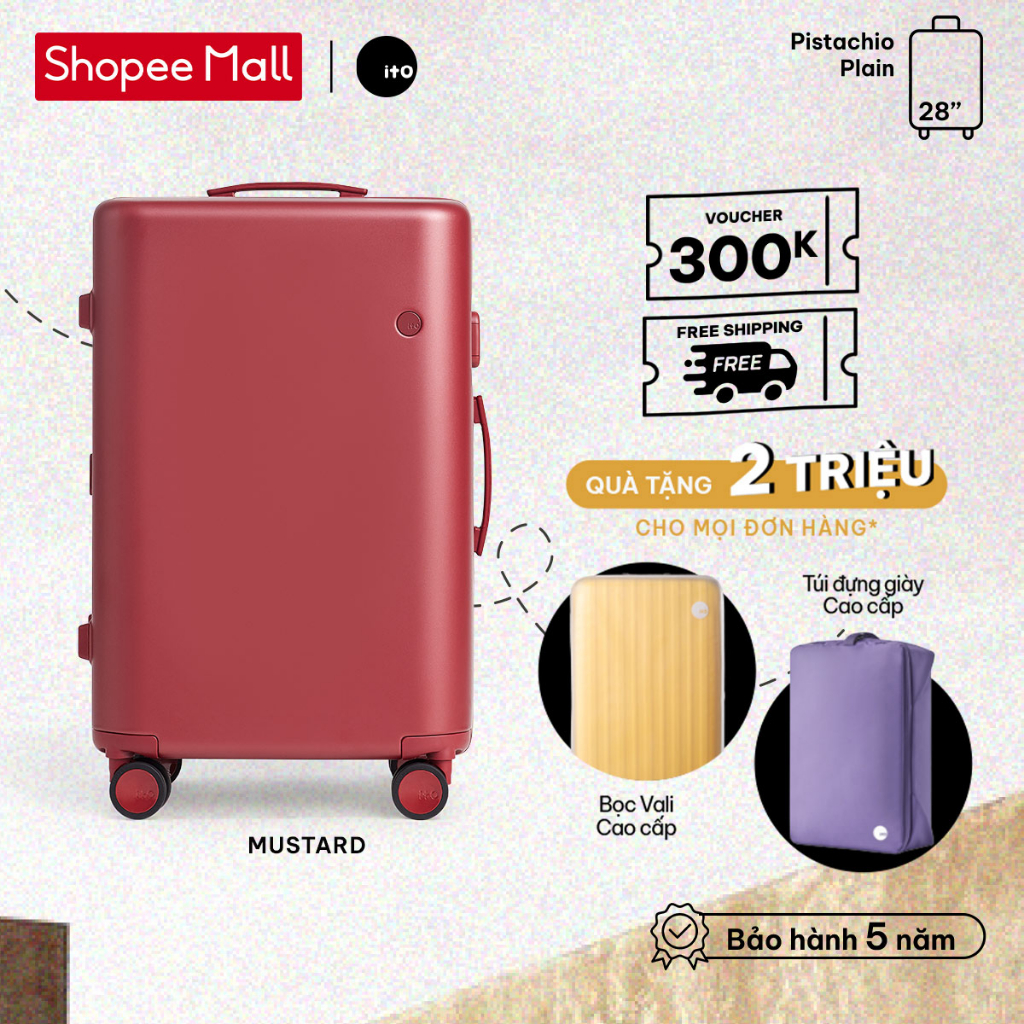 Vali ký gửi ITO Pistachio Plain 28-inch (71 cm) Lightweight Hard Shell khóa TSA