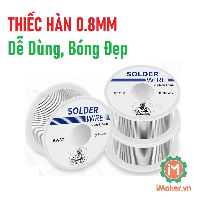 Cuộn thiếc hàn, chì hàn Cao Cấp iMaker 0.8mm thông dụng tiện dùng 10/ 30/ 50/ 100 Gram