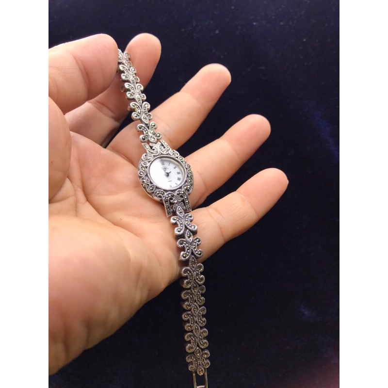 💝Đồng hồ Si Nữ Bạc Đúc 925, dạng lắc Bạc Thái dây đính đá Nhật🇯🇵. Hàng đã qua sử dụng