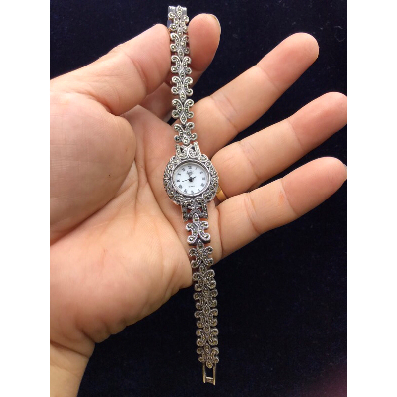 💝Đồng hồ Si Nữ Bạc Đúc 925, dạng lắc Bạc Thái dây đính đá Nhật🇯🇵. Hàng đã qua sử dụng