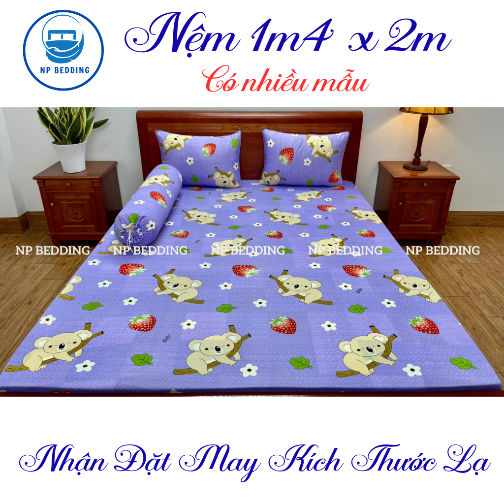 Bộ ga giường thun lạnh hàn quốc,drap trải giường thun 3d size nệm 1m4x2m - NP BEDDING