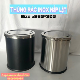 Thùng rác inox nắp lật xoay size nhỏ φ250*300