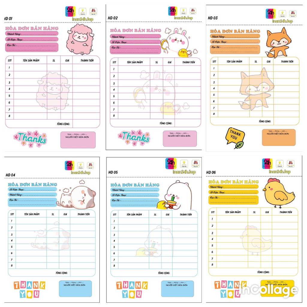 Hóa Đơn Bán Hàng CUTE A5 1,2 Liên