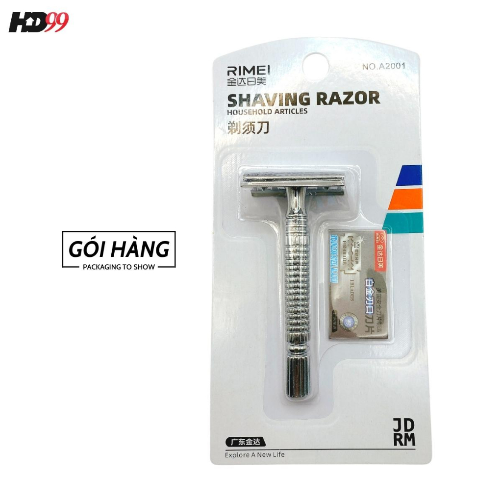 Dao Cạo Râu Inox Lưỡi Lam Không Gỉ RIMEI A2001, Dụng Cụ Cạo Râu Cổ Điển, Đẹp, Sang Trọng, Sạch Mịn Màng