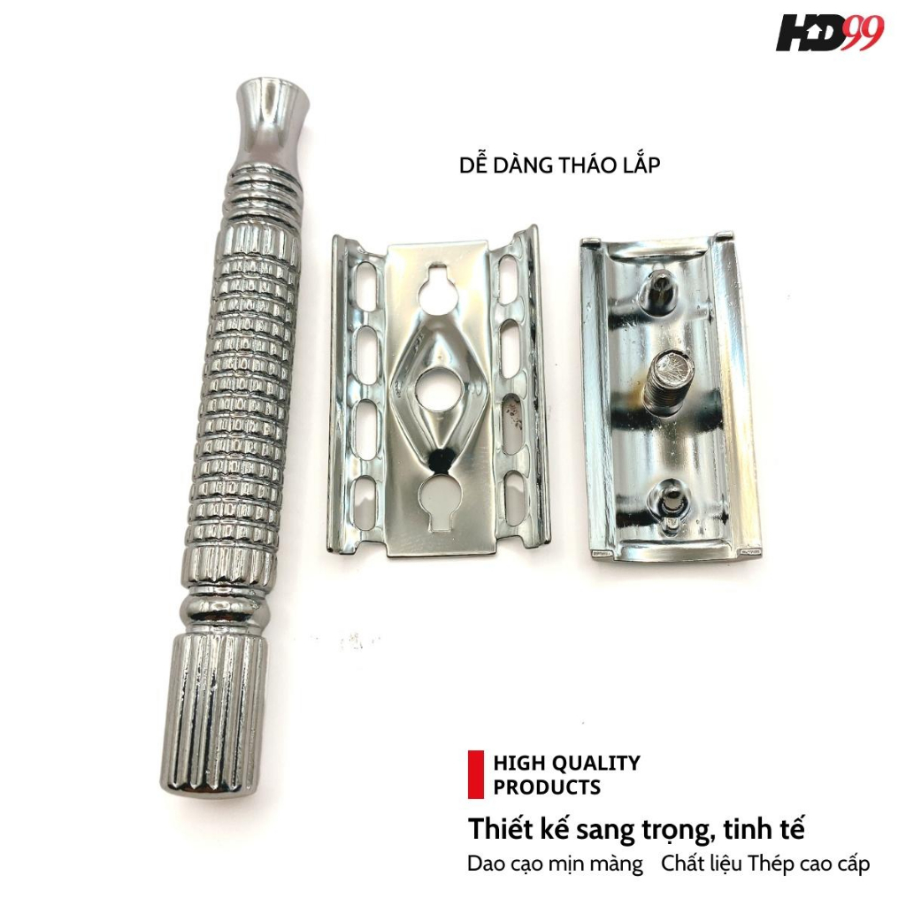 Dao Cạo Râu Inox Lưỡi Lam Không Gỉ RIMEI A2001, Dụng Cụ Cạo Râu Cổ Điển, Đẹp, Sang Trọng, Sạch Mịn Màng