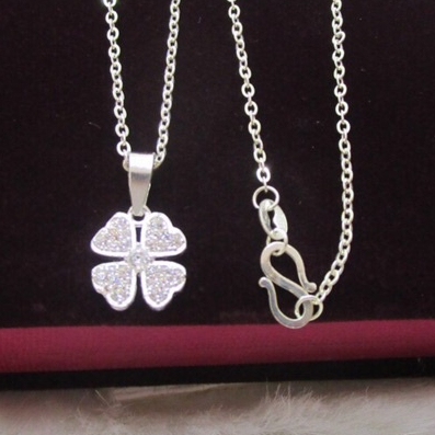 Dây chuyền mặt cỏ 4 lá trái tim , bạc ta sáng đẹp không đen xỉn - Anchi jewelry