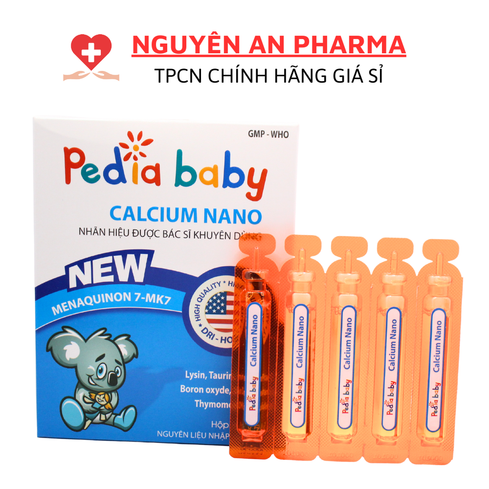 Siro Pedia Baby Canxi NEW hỗ trợ phát triển chiều cao, tăng cường trí não cho bé PEDIABABY CALCIUM NANO -Hôp 20 ống