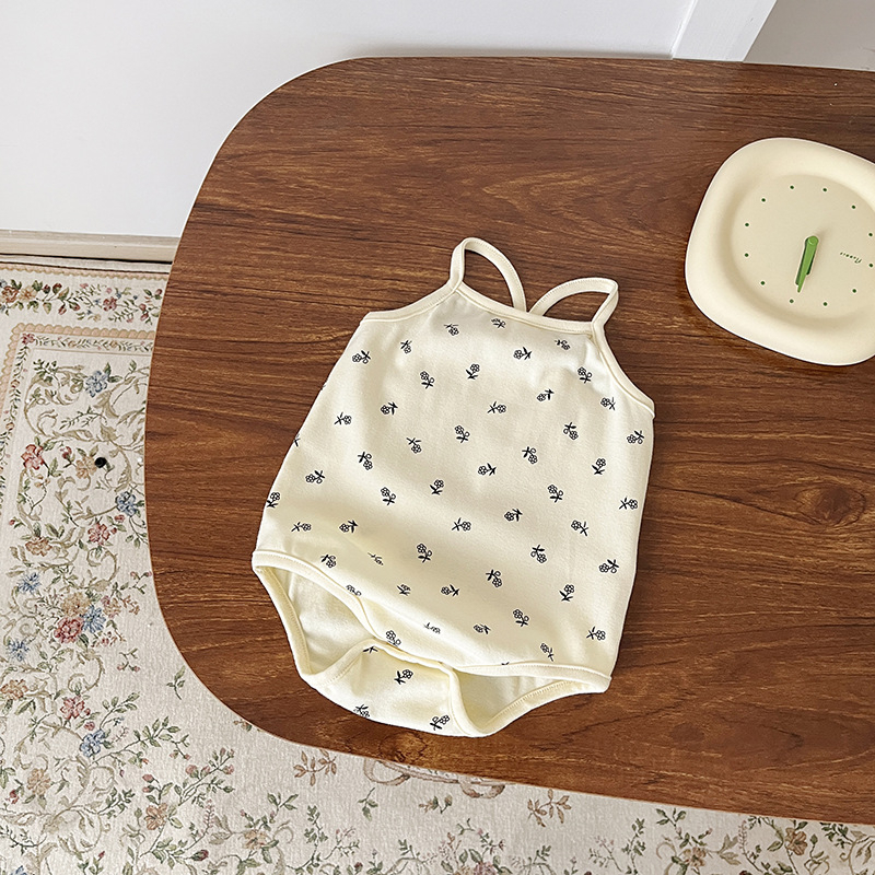 Bodysuit cho bé gái chất cotton Hàn mềm mát, Body 2 dây mùa hè cho bé sơ sinh