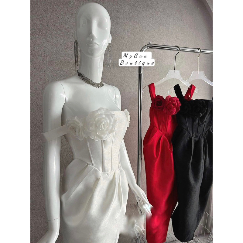 Đầm hoa nhún eo chuẩnn form dày dặn Loại 1