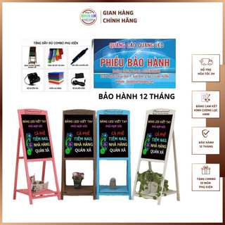 Bảng led huỳnh quang, quảng cáo quang led khung gỗ decor