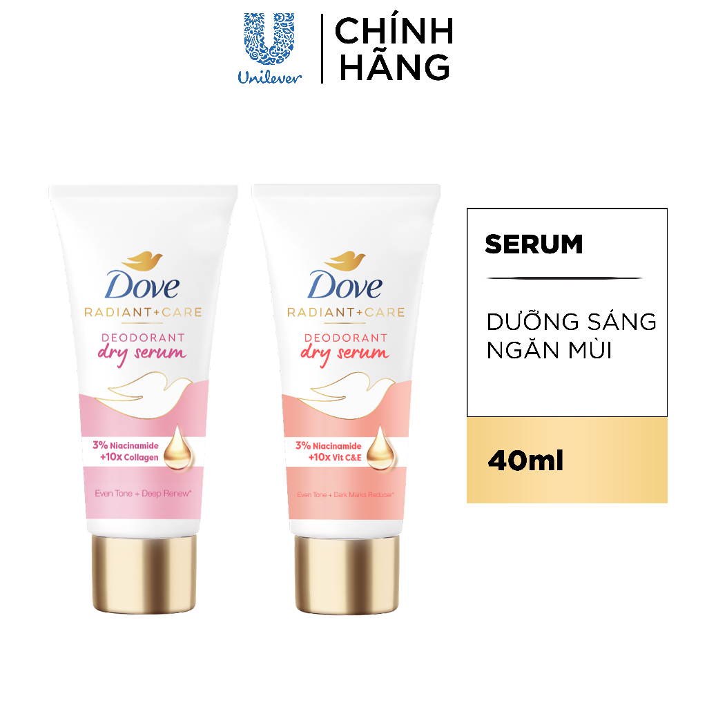 Serum dưỡng sáng khử mùi cao cấp Dove dành cho nữ với 3% Niacinamide giúp da sáng mịn đều màu 40ml tốt như lăn khử mùi