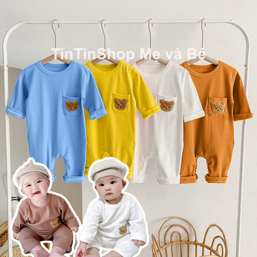 [Vải Tăm Lạnh] Áo liền quần bodysuit dài tay cho bé trai bé gái từ 0-12M SLT25