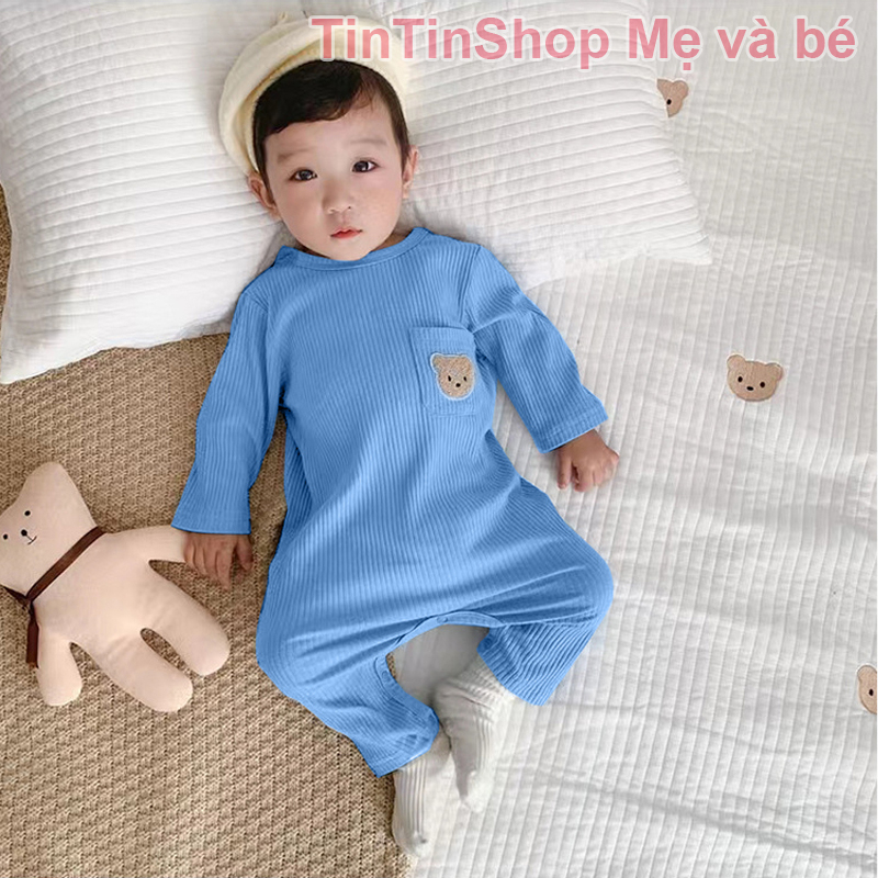 [Vải Tăm Lạnh] Áo liền quần bodysuit dài tay cho bé trai bé gái từ 0-12M SLT25