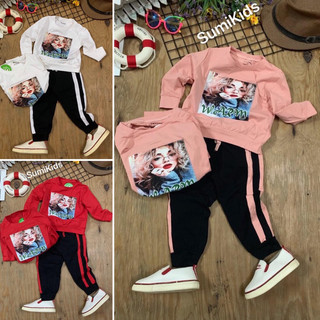 Bộ thun tay dài quần dài Sumikids cho bé gái 3 màu
